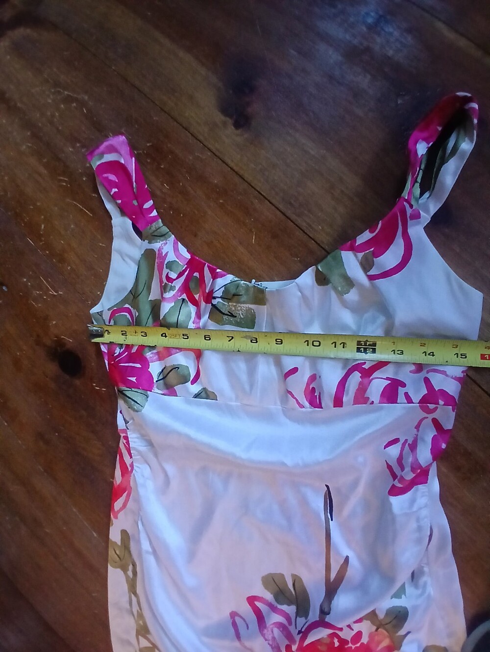 Maggy London White Pink Floral Midi Dress Back ZIip Sz 6 - Picture 9 of 9